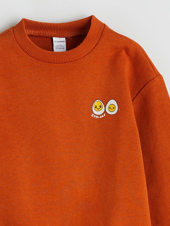 LCW Eco Orange Crew Neck Boys Sweatshirt and Jogger Set