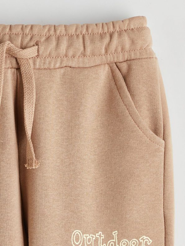 LCW ECO Beige Printed Boys Sweatshirt and Sweatpants Set