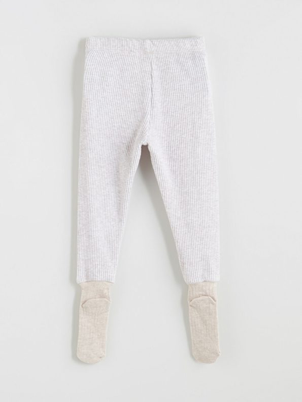 LCW Baby Beige Elastic Waist Baby Boy Pants with Socks