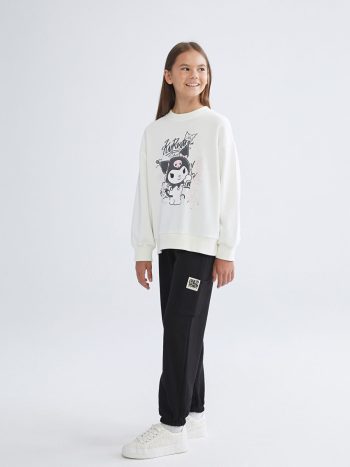 LCW Kids Black Elastic Waist Girls Jogger Pants