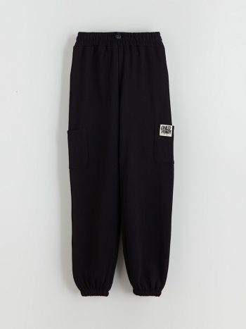 LCW Kids Black Elastic Waist Girls Jogger Pants