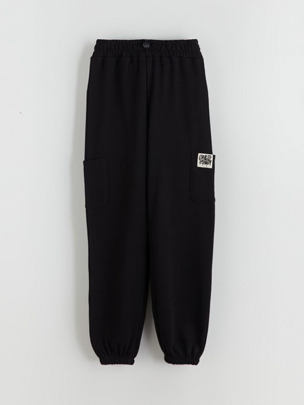 LCW Kids Black Elastic Waist Girls Jogger Pants