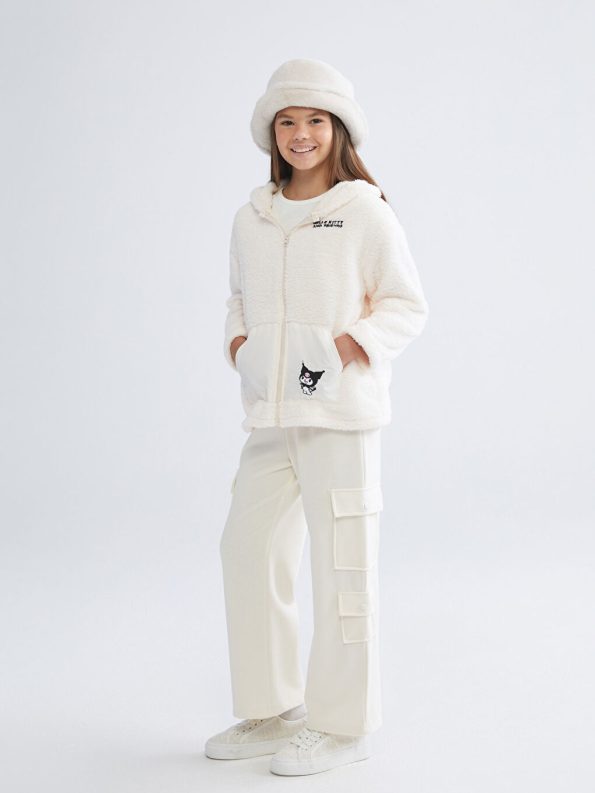LCW Kids Cream Elastic Waist Girls Cargo Sweatpants