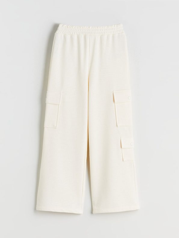 LCW Kids Cream Elastic Waist Girls Cargo Sweatpants