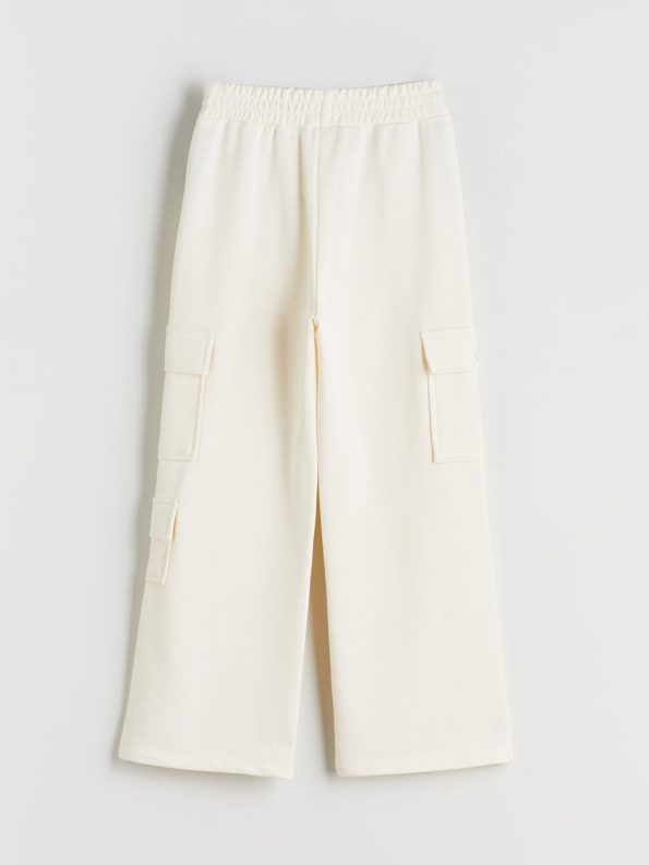LCW Kids Cream Elastic Waist Girls Cargo Sweatpants