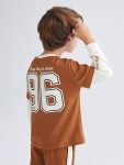LCW Kids Brown Printed Crew Neck Long Sleeve T-Shirt for Boys