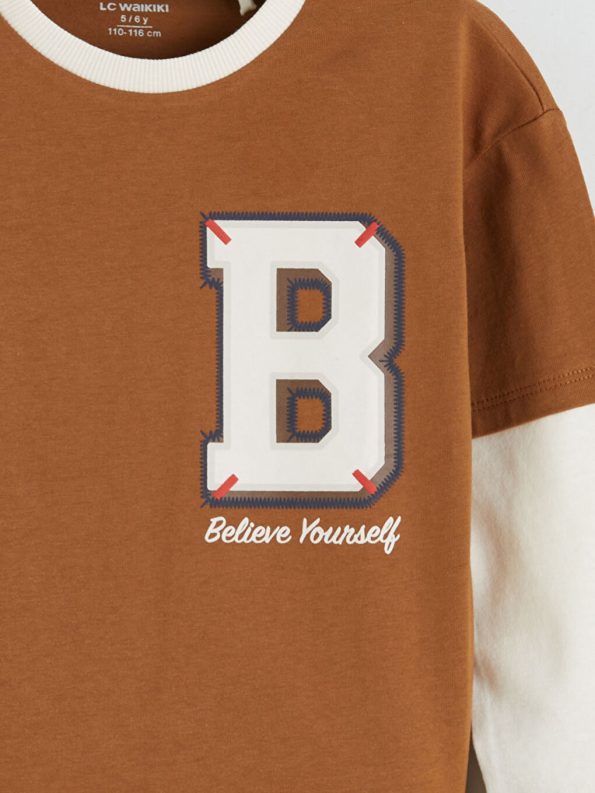 Boys' Long Sleeve Printed Crew Neck T-Shirt