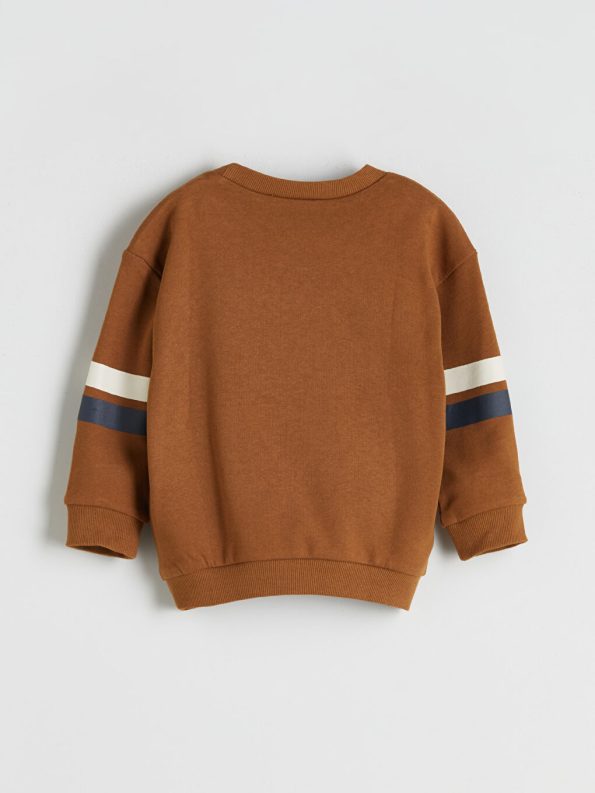 LCW Kids Brown Crew Neck Printed Long Sleeve Sweatshirt for Boys