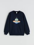 LCW Eco Navy Blue Printed Boys Sweatshirt