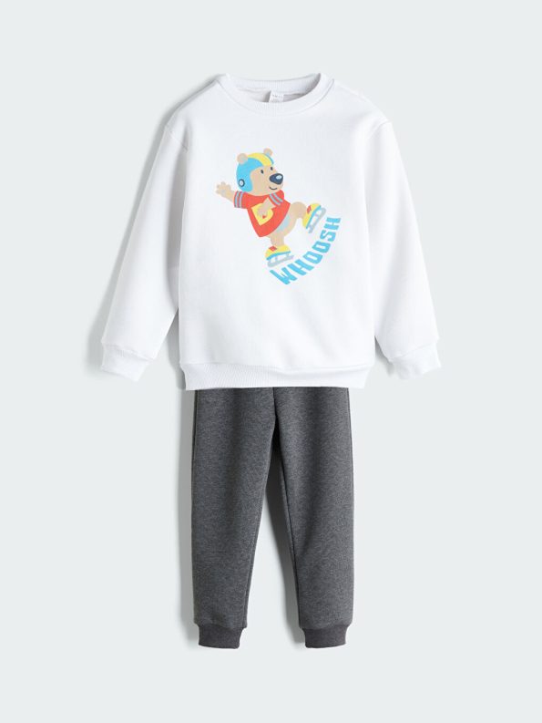 LCW Eco Printed Boys' Sweatshirt and Jogger Set