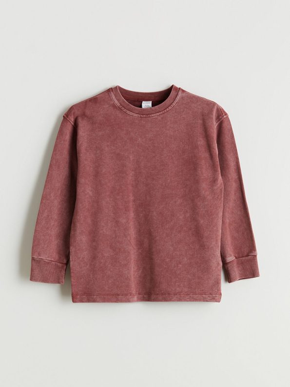 LCW Kids Burgundy Crew Neck Sweatshirt for Boys