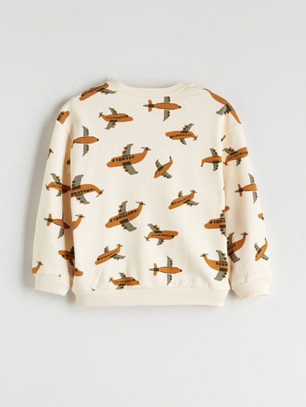 LCW ECO Cream Printed Boys Sweatshirt and Pants Set