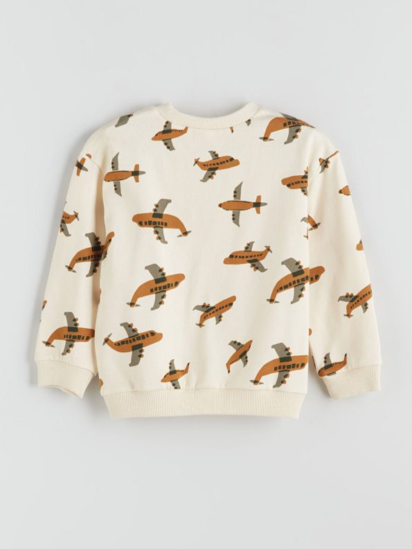 LCW ECO Cream Printed Boys' Sweatshirt and Jogger Set
