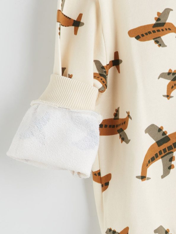 LCW ECO Cream Printed Boys' Sweatshirt and Jogger Set