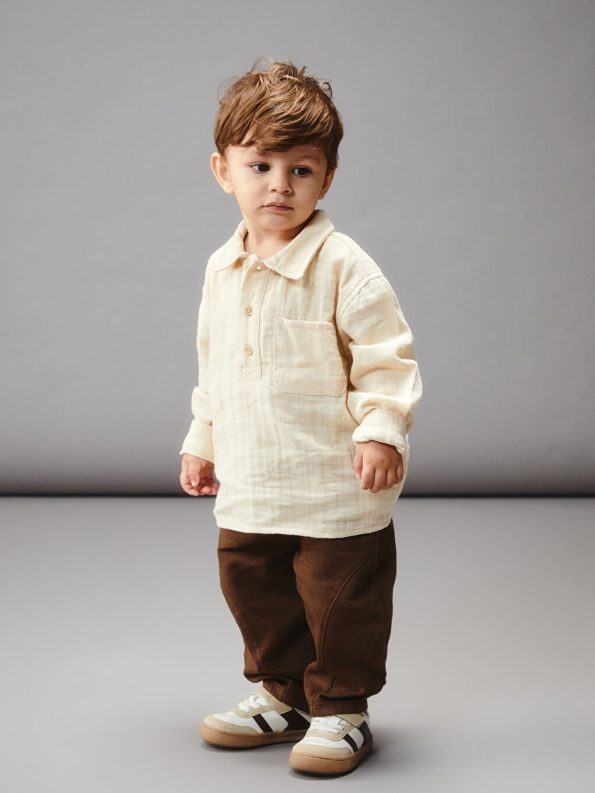 LCW Baby Beige Boys' Shirt and Pants Set