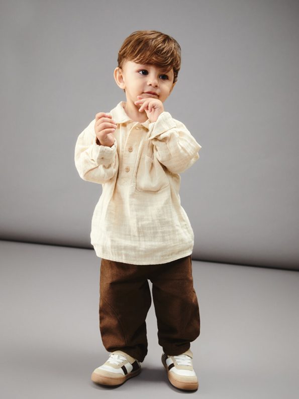 LCW Baby Beige Boys' Shirt and Pants Set