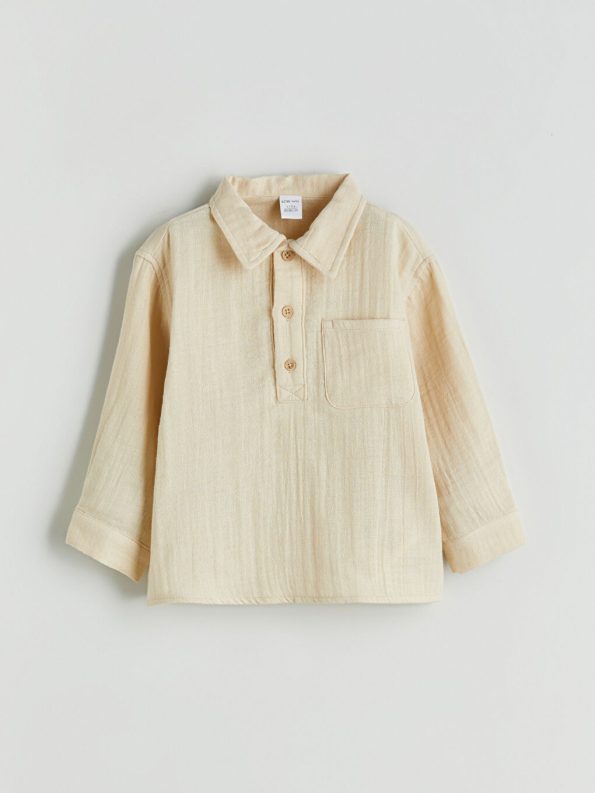 LCW Baby Beige Boys' Shirt and Pants Set