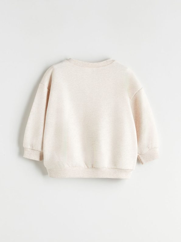 LCW Baby Beige Printed Crew Neck Boys Sweatshirt and Pants Set