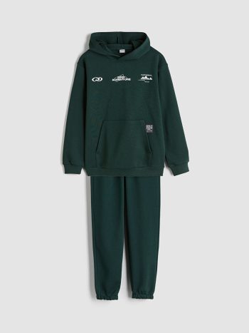 LCW Kids Green Hooded Boys Sweatshirt Set