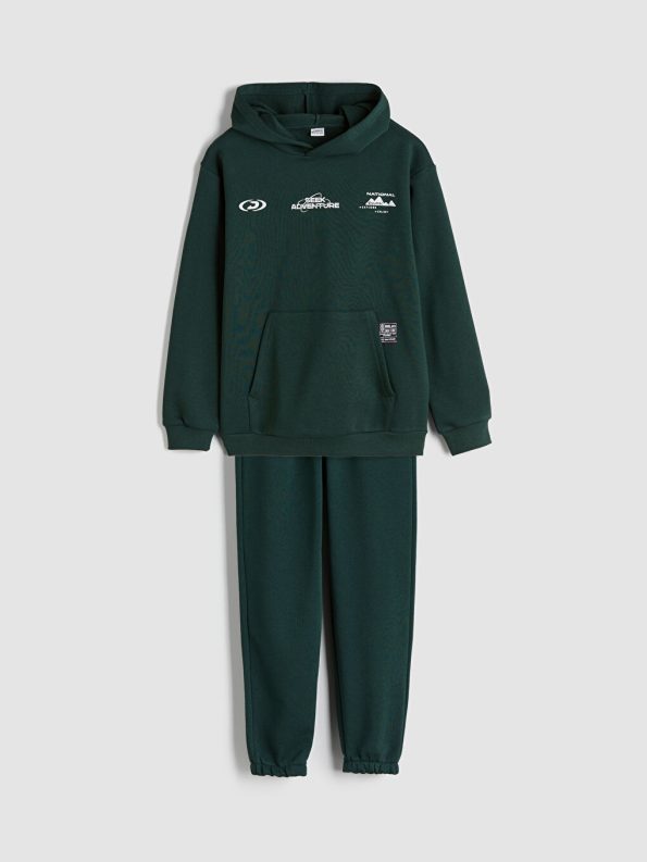 LCW Kids Green Hooded Boys Sweatshirt Set