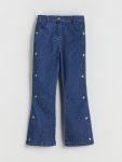 LCW Kids Indigo Printed Wide Leg Girl's Jeans