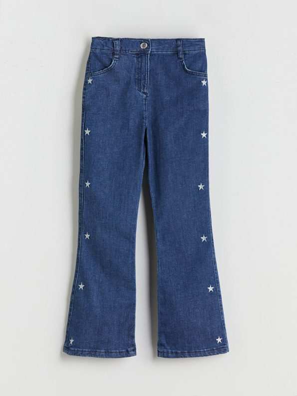 LCW Kids Indigo Printed Wide Leg Girl's Jeans