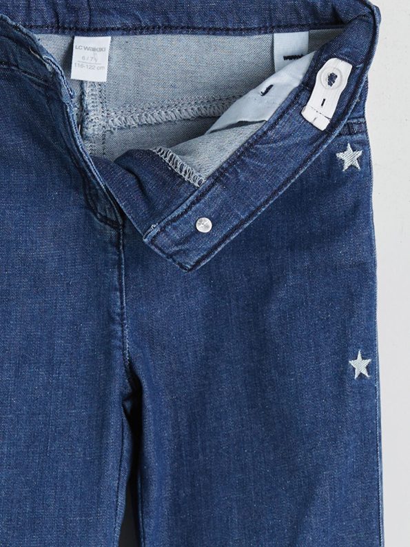 LCW Kids Indigo Printed Wide Leg Girl's Jeans