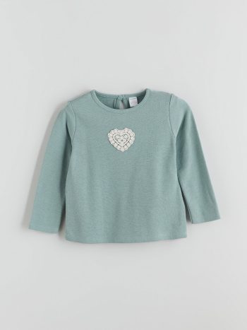 Floral Appliqué Crew Neck Sweatshirt for Girls