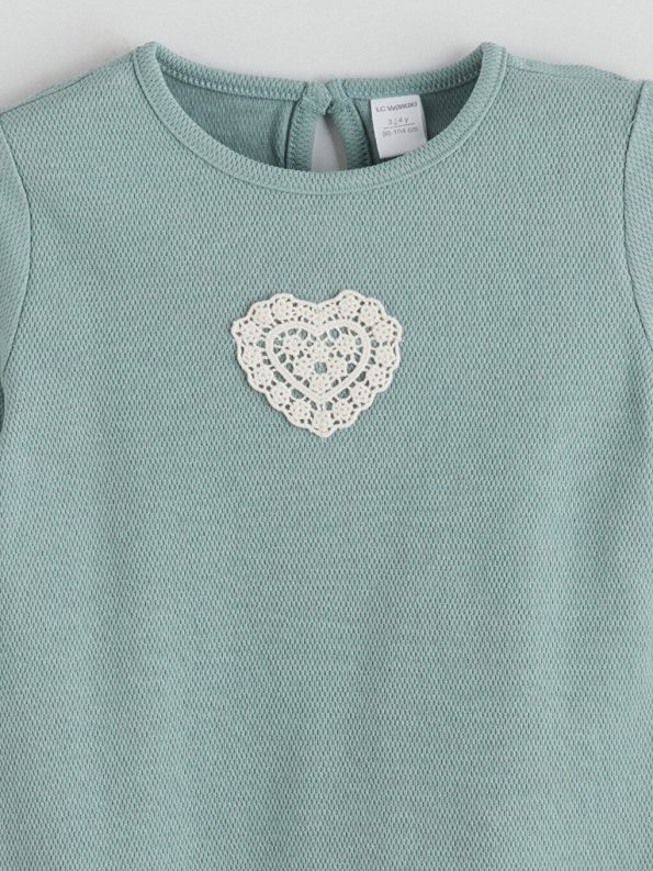 Floral Appliqué Crew Neck Sweatshirt for Girls