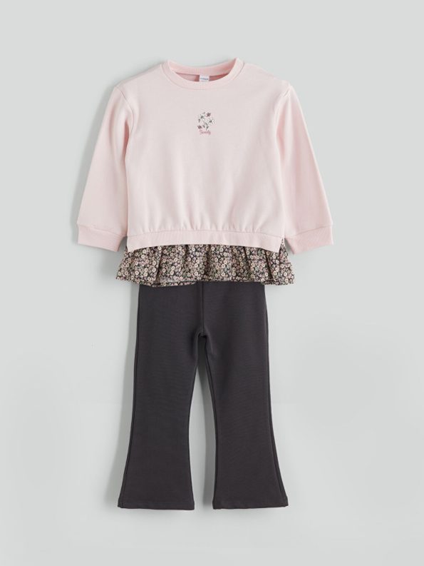 Girls' Crew Neck Sweatshirt and Sweatpants Set