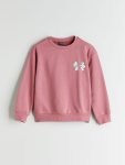 LCW Eco Pink Bow Print Crew Neck Sweatshirt for Girls