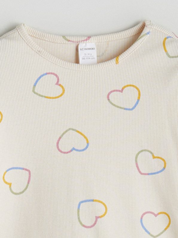 Girls' Heart Print Stretchy Waist Leggings