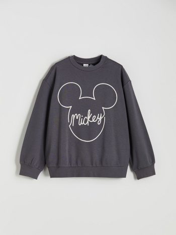 LCW Kids Anthracite Mickey Mouse Print Girls Sweatshirt