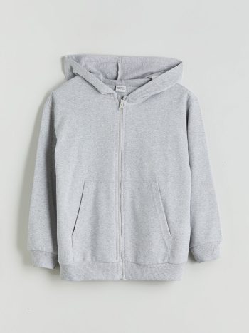 LCW ECO Grey Hooded Boys Zip-Up Sweatshirt