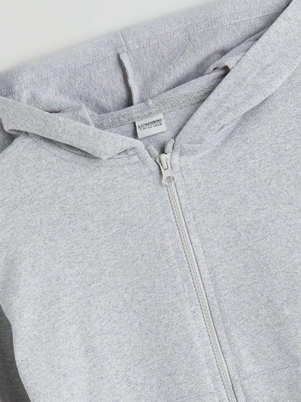 LCW ECO Grey Hooded Boys Zip-Up Sweatshirt