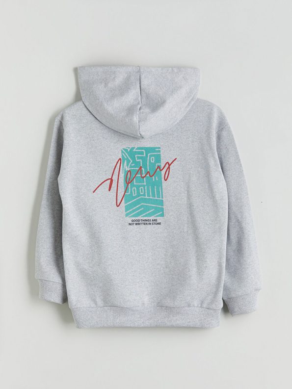 LCW ECO Grey Hooded Boys Zip-Up Sweatshirt