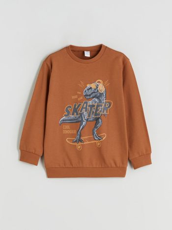 LCW Kids Orange Crew Neck Boys Sweatshirt and Jogger Pants