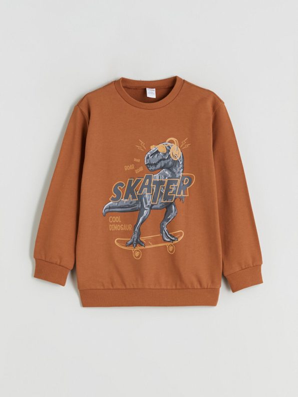 LCW Kids Orange Crew Neck Boys Sweatshirt and Jogger Pants