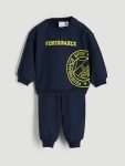 LCW Baby Navy Blue Fenerbahçe Printed Boys Sweatshirt and Jogger Set