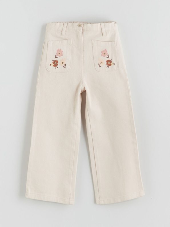 Girls' Linen Straight Leg Wide Leg Trousers