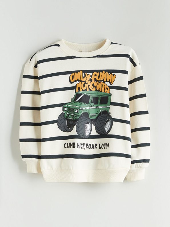 LCW Kids Beige Crew Neck Boys Sweatshirt and Jogger Pants
