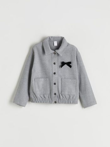 LCW KidsGrey Bow Detailed Girls' Jacket