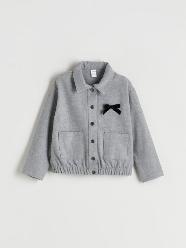 LCW KidsGrey Bow Detailed Girls' Jacket