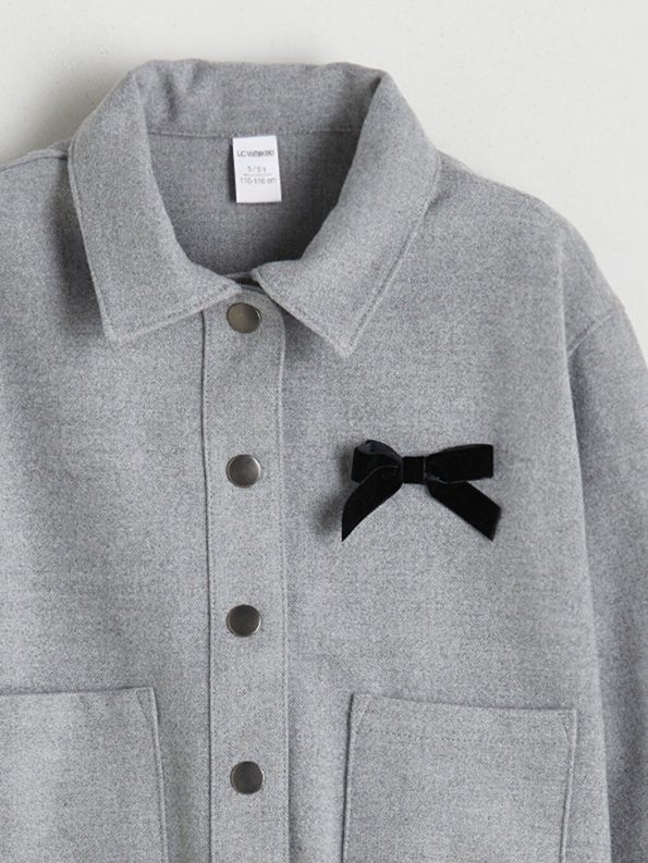 LCW KidsGrey Bow Detailed Girls' Jacket
