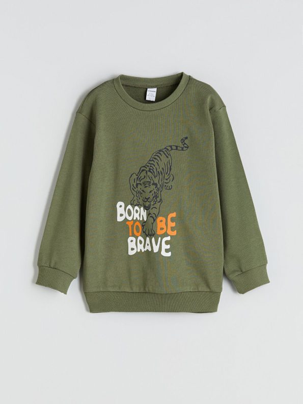 LCW Kids Haki Crew Neck Boys Sweatshirt