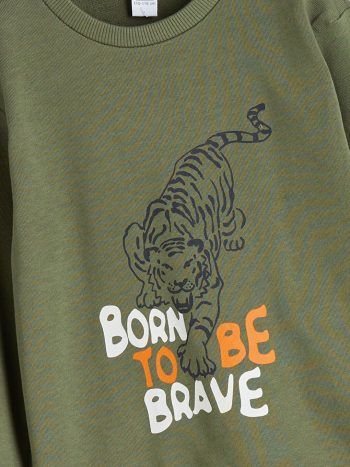 LCW Kids Haki Crew Neck Boys Sweatshirt