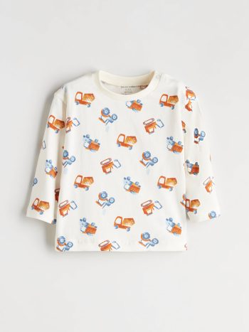 LCW Baby Cream Crew Neck Boys T-Shirt and Sweatpants