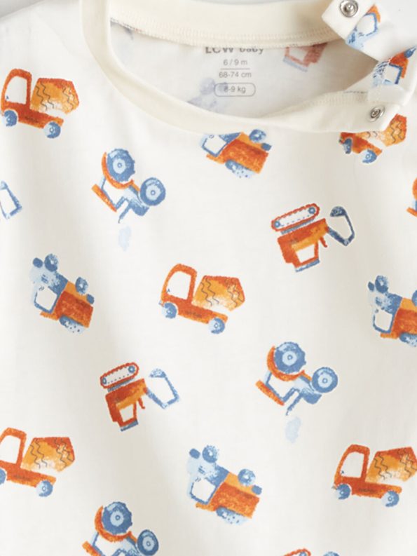 LCW Baby Cream Crew Neck Boys T-Shirt and Sweatpants