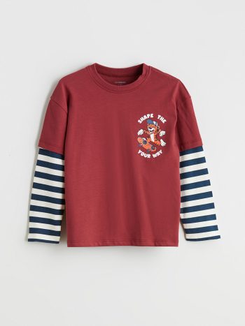 LCW Kids Burgundy Crew Neck Boys T-Shirt