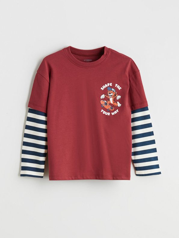 LCW Kids Burgundy Crew Neck Boys T-Shirt